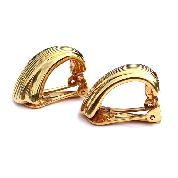 Vintage Kenneth Jay Lane Clip On Earrings Gold - Picture 3 of 5